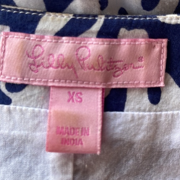 Lilly Pulitzer Courtney Beaded Navy Treasure Print Tunic Dress size XS women’s - Picture 9 of 11
